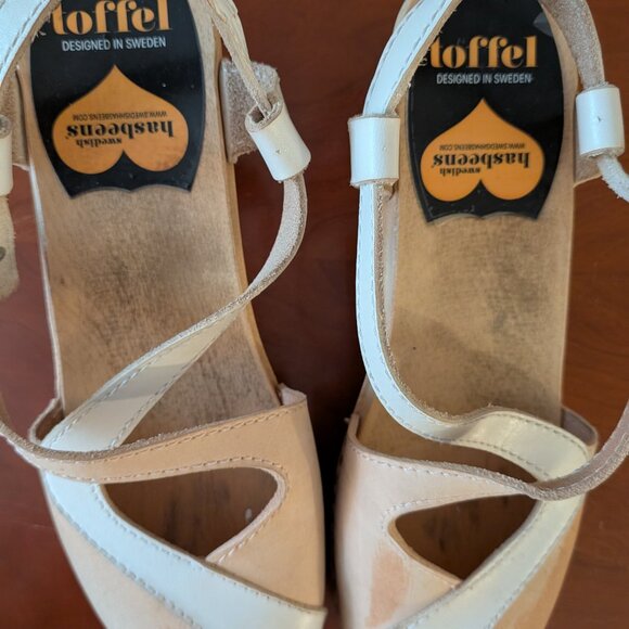 RARE Swedish Hasbeens Toffel Two-toned Pink and White Criss-cross Straps 39 - Picture 4 of 4